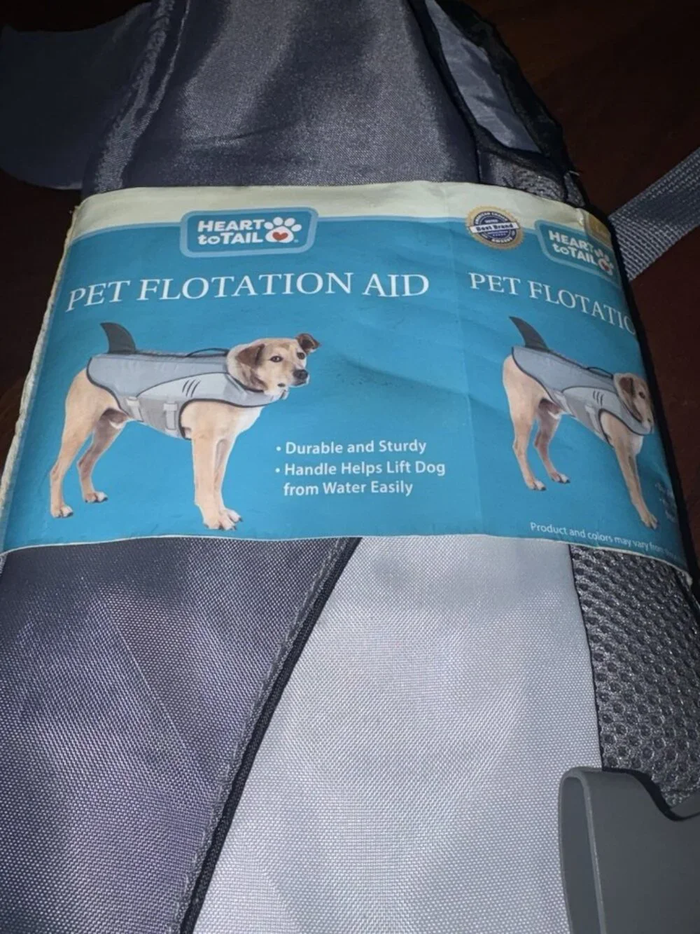 Heart to Tail Dog Shark Flotation Aid Life Jacket Large 70-110 Lb Rescue Handle